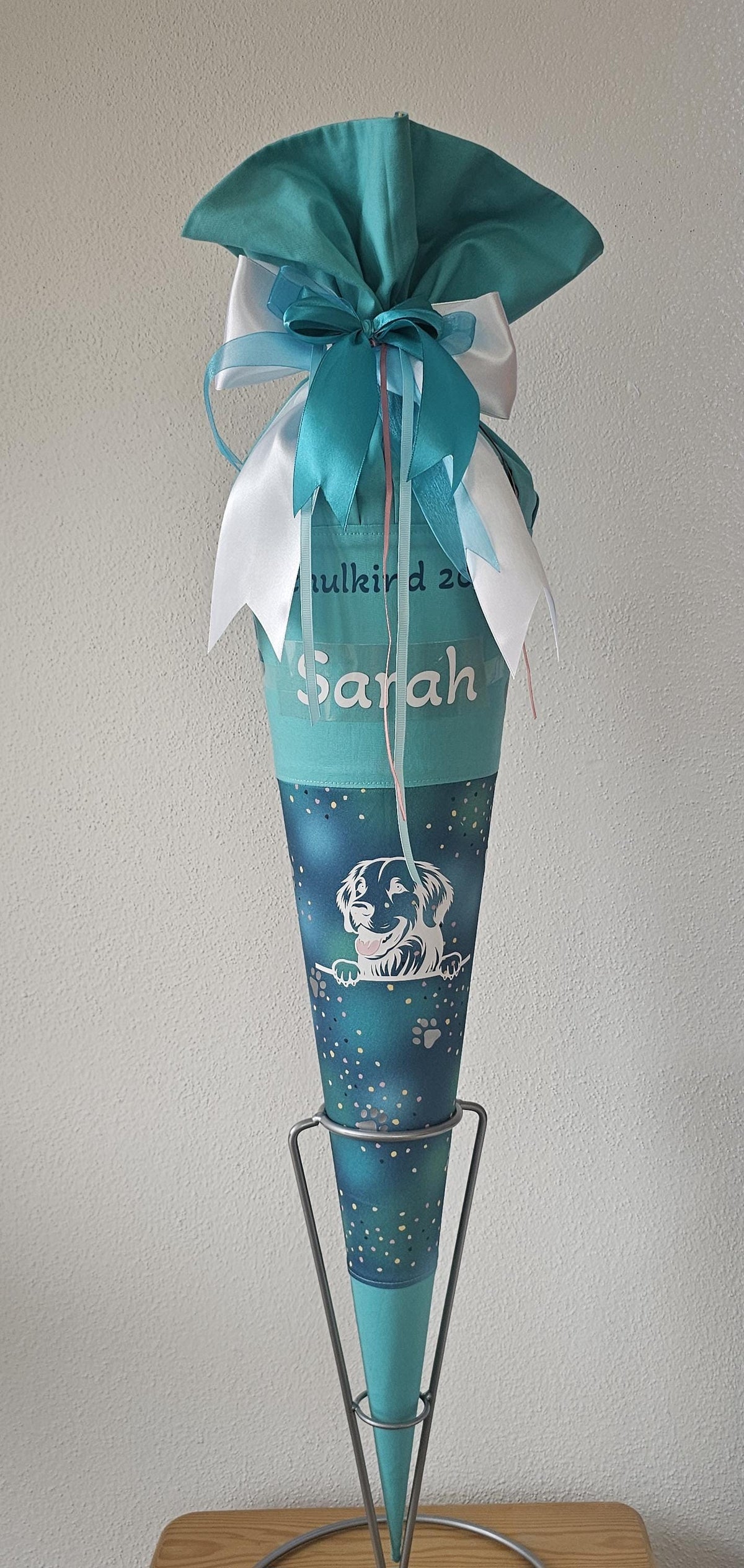 SCHULTÜTE "Golden RETRIEVER" personalisiert, Set, Manschette 2-lagig Dog "Basty" von Step by Step HUND türkis Zuckertüte Geschwistertüte