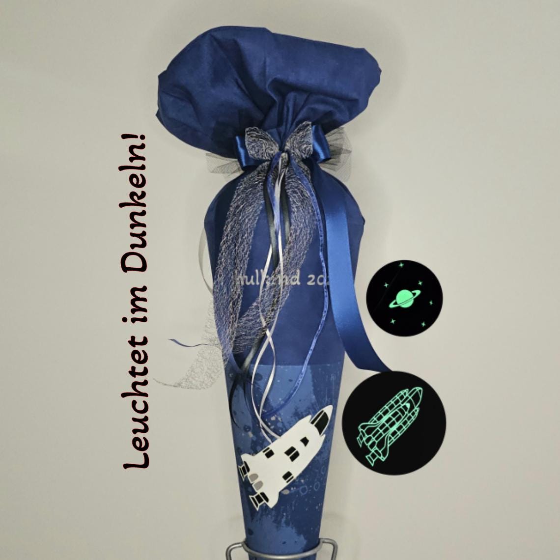 SCHULTÜTE "SPACE" nachtleuchtend personalisiert WELTALL Set Manschette doppellagig Step by Step Rocket Novo Weltraum 70 cm Einschulung